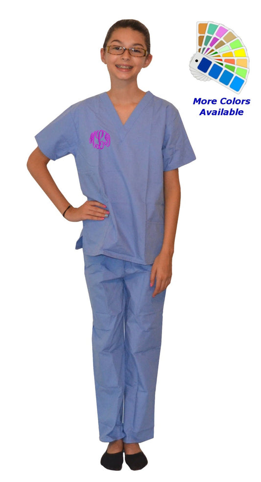 Monogrammed Kids Scrubs with Initials for little Doctors and Nurses