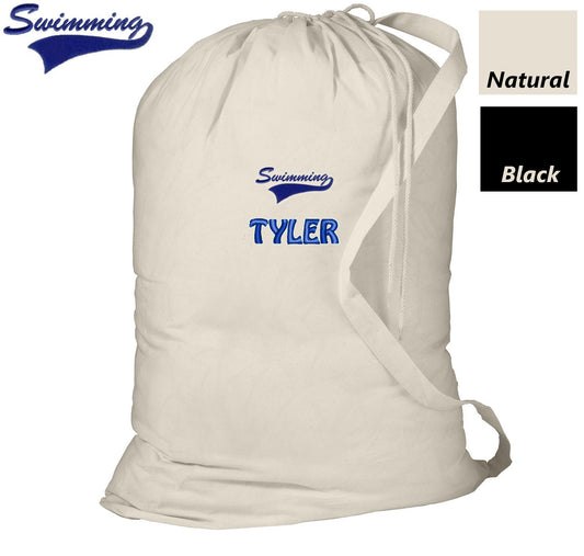 Personalized Swimming Laundry Bag, Summer Camp Bag, College Dorm Laundry Bag, School Laundry Bag, Embroidered Monogrammed with Name