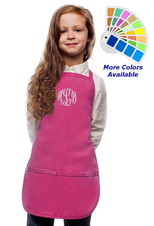 Monogrammed Kids Apron Embroidered with Your Initials, Art Gift, Chef Gift, Cooking Party, Art Party, School Aprons, Chef Uniform