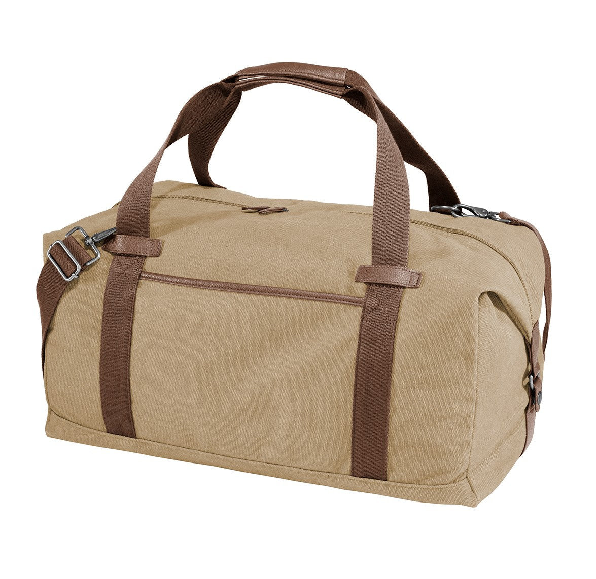 Personalized Khaki Duffel Bag, Gym Bag, Weekend Bag, Groomsmen Gift, School PE, Husband Gift, Embroidered with Name or Text of Your Choice