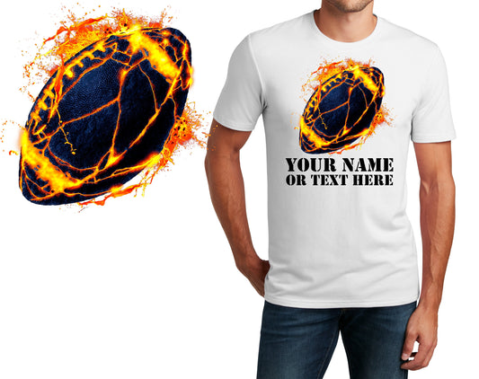 Personalized T-Shirt Football Lava Design, Sports Shirt, Printed Shirt, Custom Name, Dad Gift, Coach Gift, Unisex, Womens Tee
