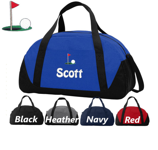 Personalized Kids Golf Ball Tee Duffel Bag, Duffle Gym Bag, School PE Bag, Canvas, Embroidered Name, Sports Duffel, School Gift Student Gift
