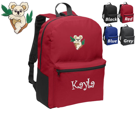 Personalized Kids Backpack Embroidered Koala Bear Monogrammed with Name of Your Choice Perfect Kids School Gift