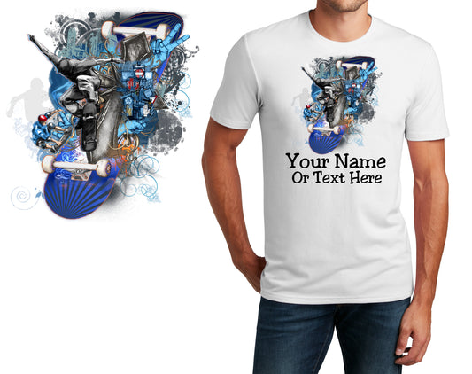 Personalized T-Shirt Skateboard Collage Design, Sports Shirt, Printed Shirt, Custom Name, Son Gift, Coach Gift, Unisex, Womens Tee