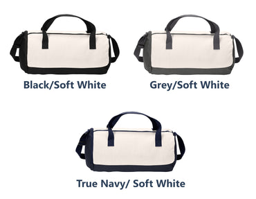 Personalized Barrel Duffel Bag, Cotton Beach Gym School PE Pool Sports Duffle, Embroidered, Monogrammed Custom Name, Kids Gift, School Gift