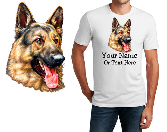 Personalized T-Shirt German Shepherd Face Dog Design, Sports Shirt, Printed Shirt, Custom Name, Dad Gift, Mom Gift, Unisex Womens Tee
