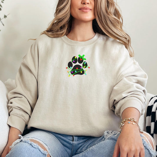 Embroidered Pet Christmas Sweatshirt, Dog Cat Christmas Sweatshirt, XMas Shirt, Holiday Sweats, Christmas Crewneck, Womens Christmas Shirts