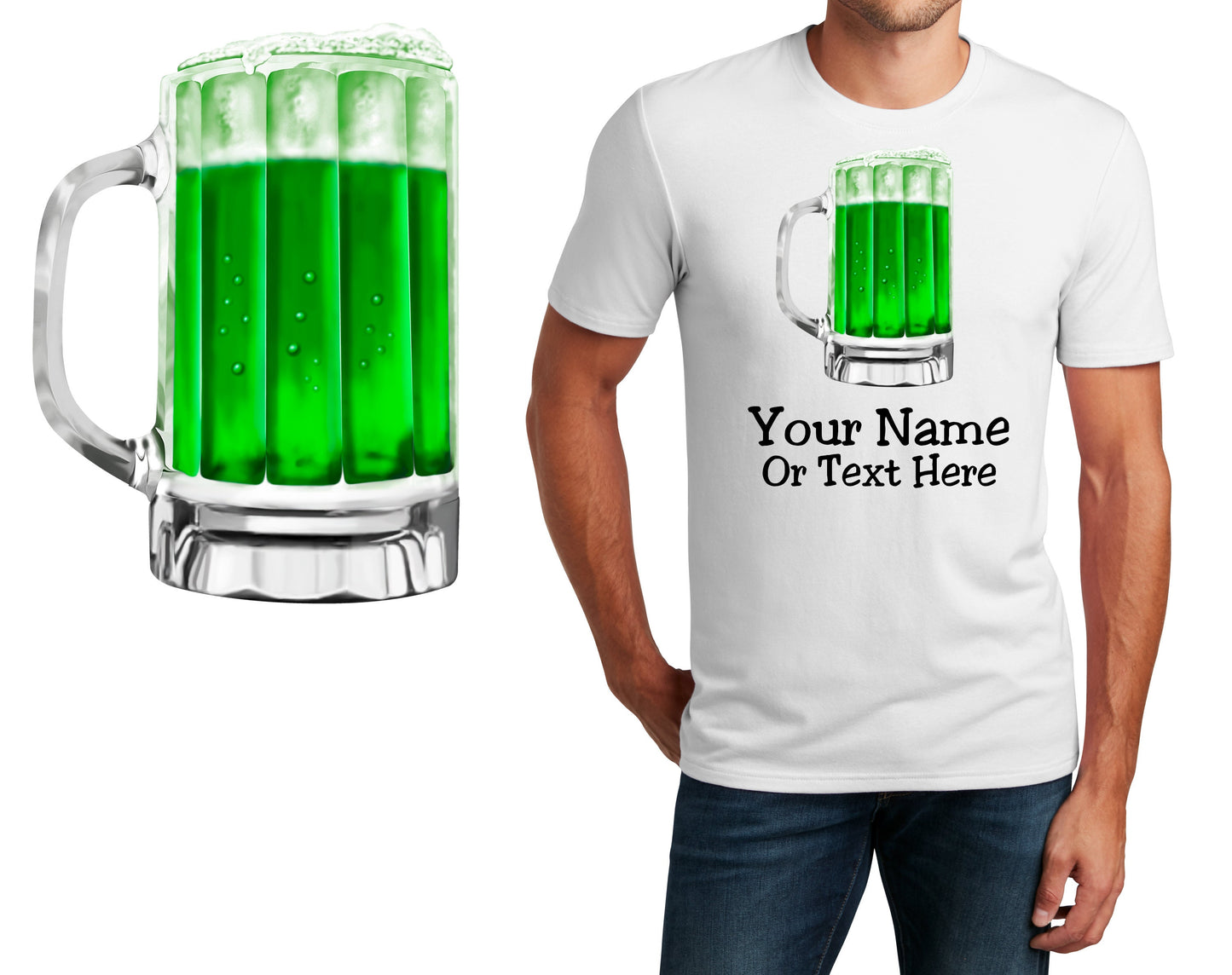 Personalized T-Shirt St Patricks Day Green Beer Design, Holiday Shirt, Custom Shirt, Custom Name, Dad Irish Gift, Unisex, Womens Tee