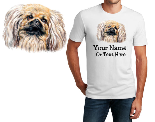 Personalized T-Shirt Pekingese Face Dog Design, Sports Shirt, Printed Shirt, Custom Name, Dad Gift, Mom Gift, Unisex Womens Tee
