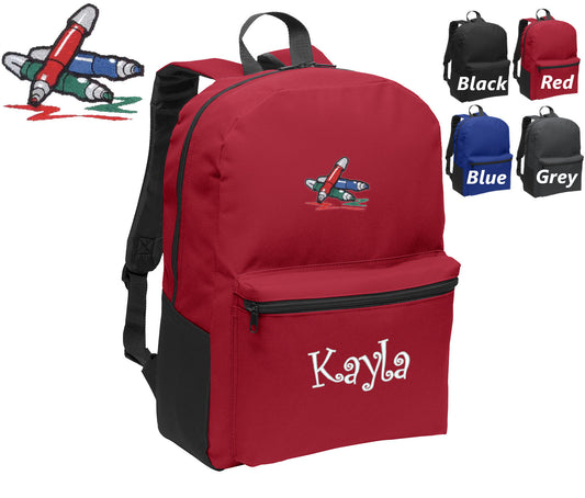 Personalized Kids Backpack Embroidered Art Markers Monogrammed with Name of Your Choice Perfect Kids School Gift