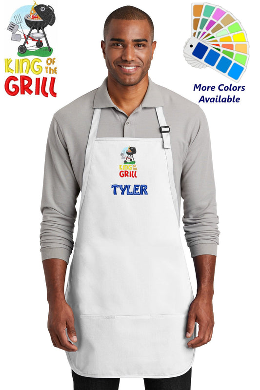 Personalized Bar B Que Apron Embroidered King of the Gill BBQ Design Dad Gift