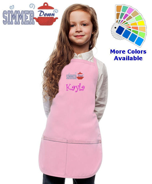 Personalized Kids Apron with Simmer Pot Embroidery Design, Kitchen Cook Gift, School Gift, Funny Gift, Monogrammed, Cooking Party