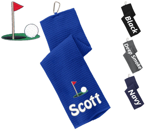 Personalized Golf Towel, Golf Ball Green Design, Gym Towel, Workout Towel, Fitness Towel, Microfiber, Embroidered Name Monogrammed Golf Gift