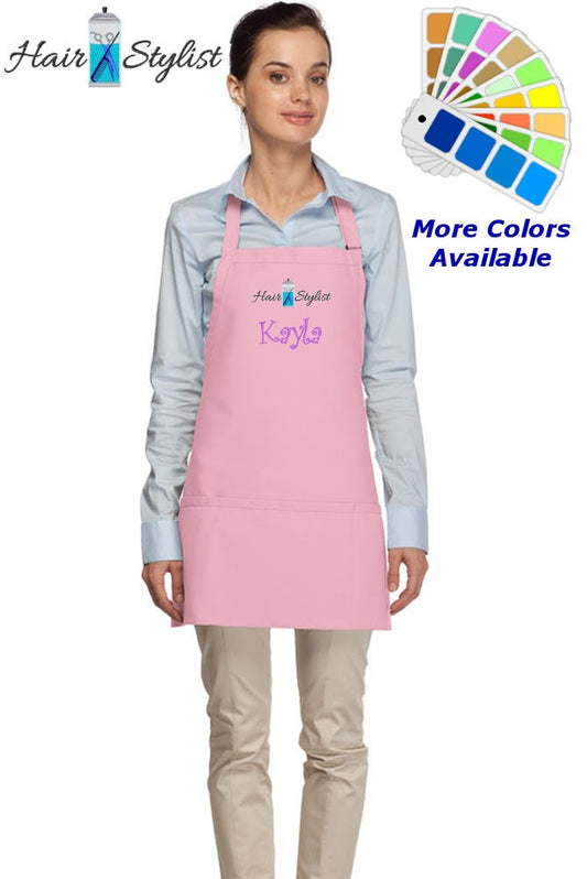 Personalized Apron Embroidered with Hair Stylist Embroidery Design Mom Gift