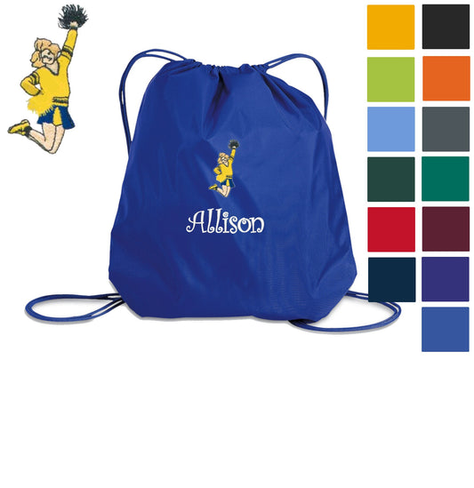 Personalized Kids Cheerleader Cinch Pack, Drawstring Gym School PE Pool Backpack, Embroidered Sports Bag, Monogrammed Custom Name, Kids Gift