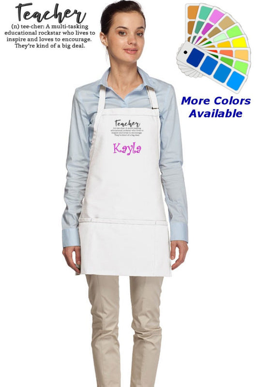 Personalized Apron Embroidered Definition of a Teacher Design Teacher Gift