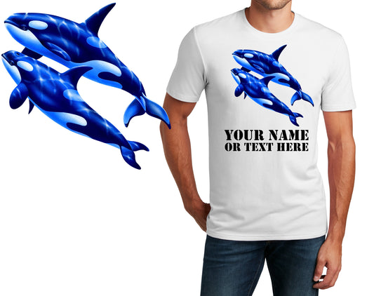 Personalized T-Shirt Killer Whales Design, Fishing Shirt, Custom Shirt, Custom Name, Dad Gift, Fisherman Gift, Unisex, Womens Tee