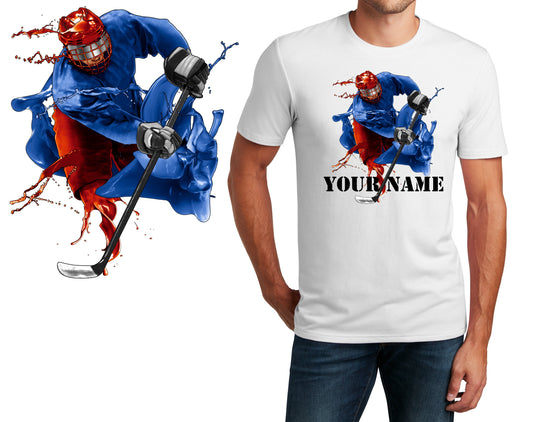 Personalized T-Shirt Hockey Player Design, Sports Shirt, Custom Printed Shirt, Custom Name, Dad Gift, Coach Gift, Unisex, Womens Tee