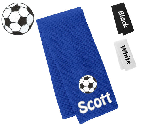 Personalized Soccer Towel, Gym Towel, Workout Towel, Fitness Towel, Waffle Microfiber, Embroidered Name, Monogrammed Sports Gift