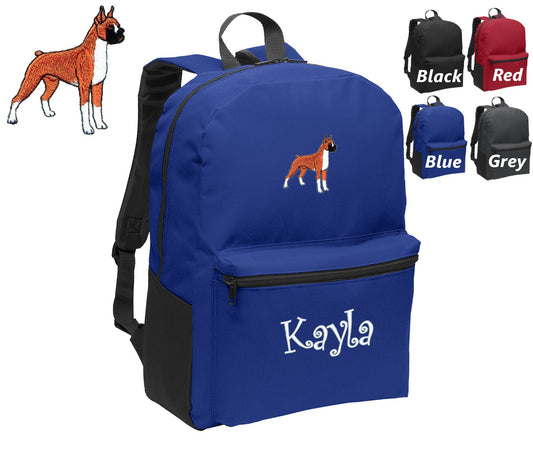 Personalized Kids Backpack Embroidered Boxer Dog Monogrammed with Name of Your Choice Perfect Kids School Gift