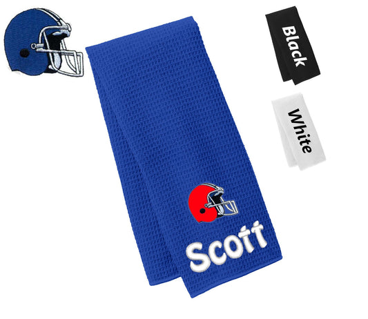 Personalized Football Helmet Towel, Gym Towel, Workout Towel, Fitness Towel, Microfiber, Embroidered Name, Monogrammed Sports Gift