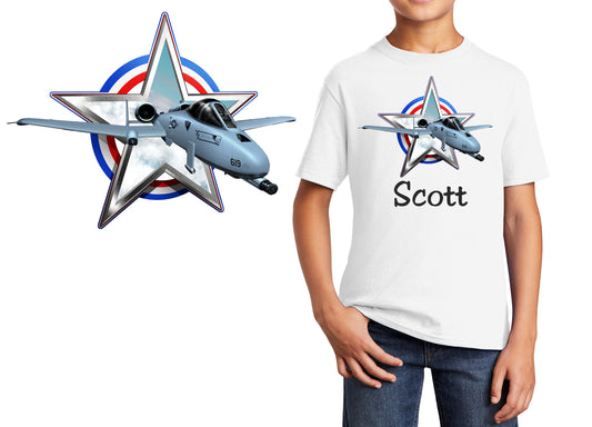 Personalized Kids T-Shirt A10 Warthog Airplane Design, T-Shirt, Colorful, Cotton, Low Price Inexpensive Tee Shirt, Student Gift School Gift