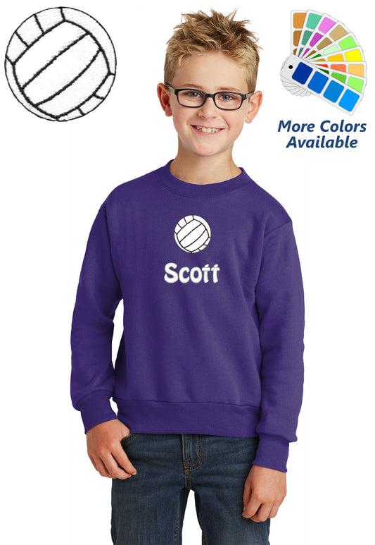 Personalized Kids Volleyball Sweatshirt Embroidered Name Unisex Girl or Boy Gift with Monogrammed Name Sports Gift Crewneck Sweater