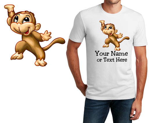 Personalized T-Shirt Monkey Design, Sports Shirt, Custom Printed Shirt, Custom Name, Dad Gift, Coach Gift, Unisex, Womens Tee