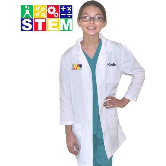Personalized Kids STEM Lab Coat, Halloween Costume, Science, Technology, Engineering, and Mathematics, Science Gift