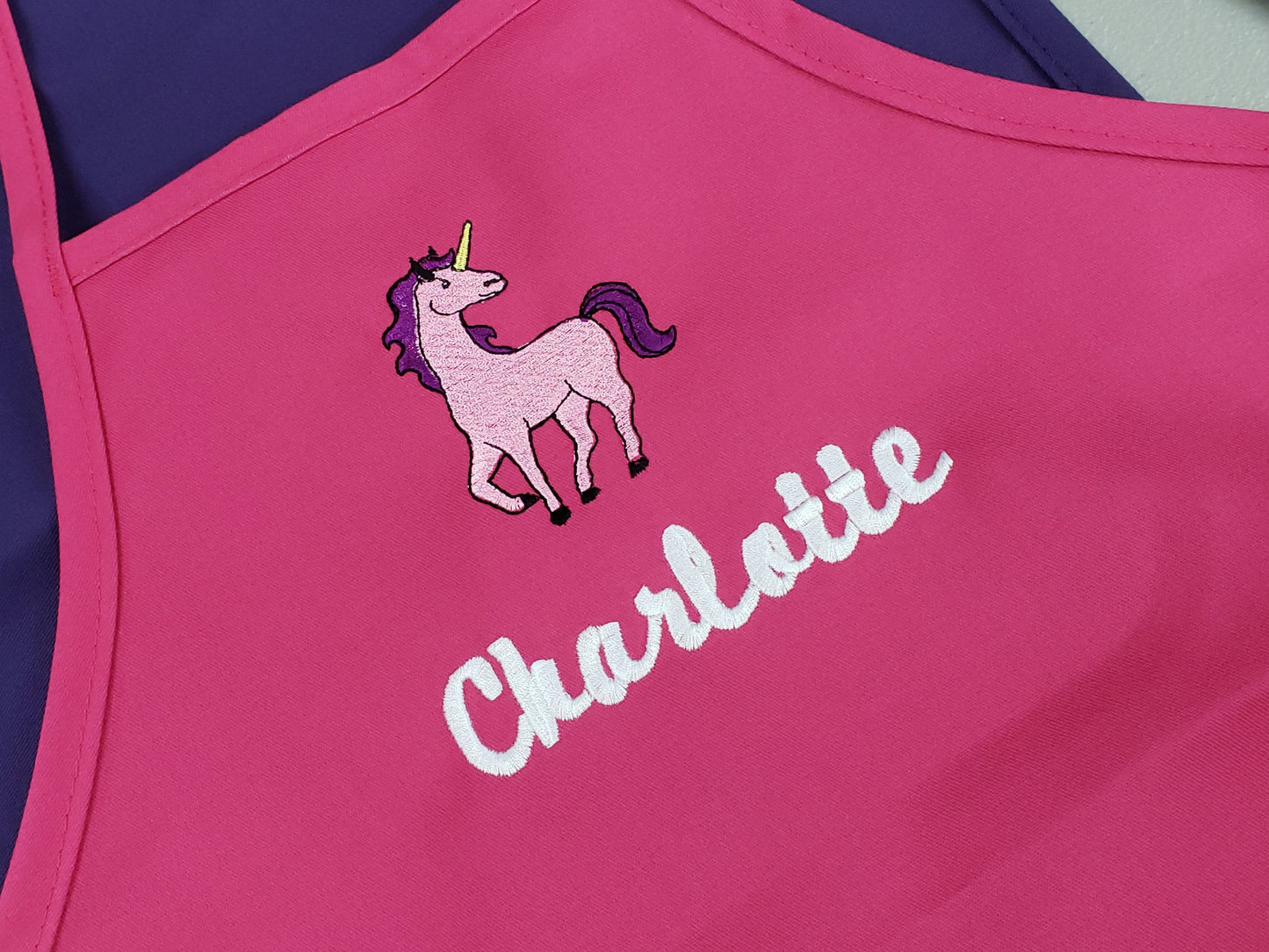 Personalized Kids Apron with Unicorn, Custom Embroidered Name, Monogrammed, Art Gift, Chef Gift, Cooking Party, Art Party, School Aprons