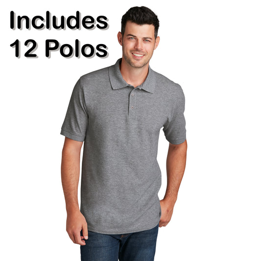 12 Polo Shirt with Logo Double Pique 50/50 Cotton/Poly Fabric KP155