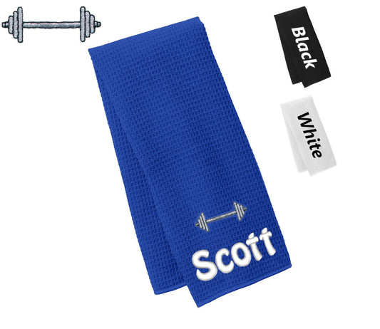 Personalized Weightlifting Towel, Gym Towel, Workout Towel, Fitness Towel, Waffle Microfiber, Embroidered Name, Monogrammed Sports Gift