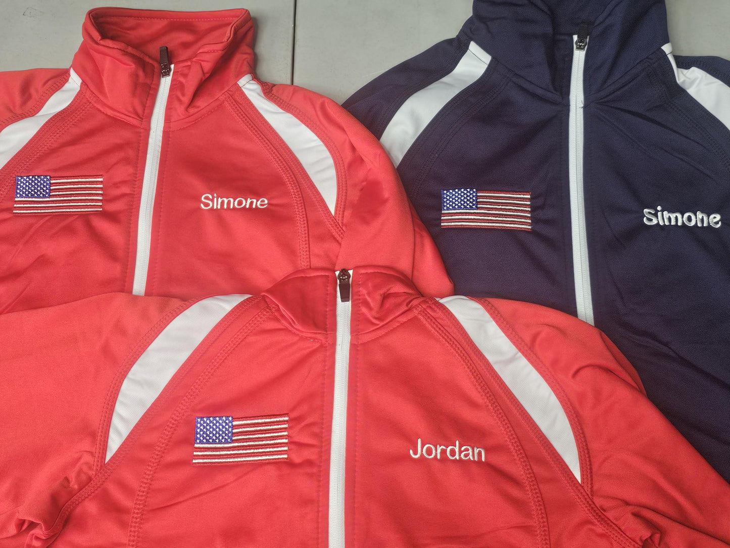 Personalized Kids Jacket, American Flag, Kids Sports Team Jacket, Polyester Zipper Jacket, Embroidered Name, Kids Gift, Monogrammed