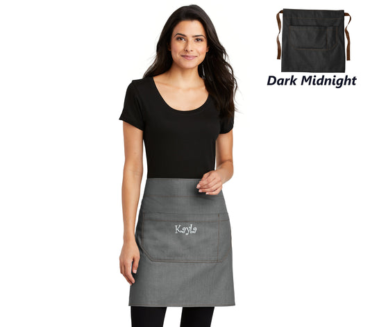 Personalized Half Bistro Apron, Embroidered Business Name, Custom, Waiter Waitress Server Apron, Restaurant Bar Apron, Monogrammed Gift