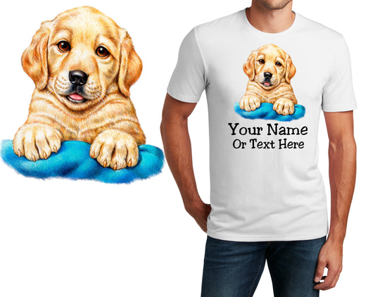 Personalized T-Shirt Golden Retriever Puppy Dog Design, Sports Shirt, Printed Shirt, Custom Name, Dad Gift, Mom Gift, Unisex Womens Tee