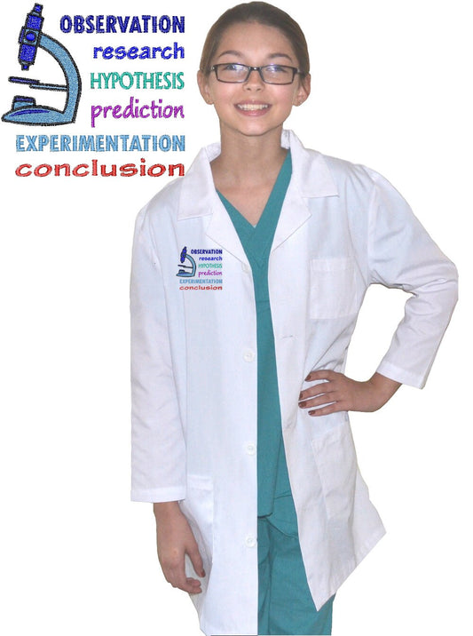 Kids Lab Coat with Scientific Method Embroidery Design