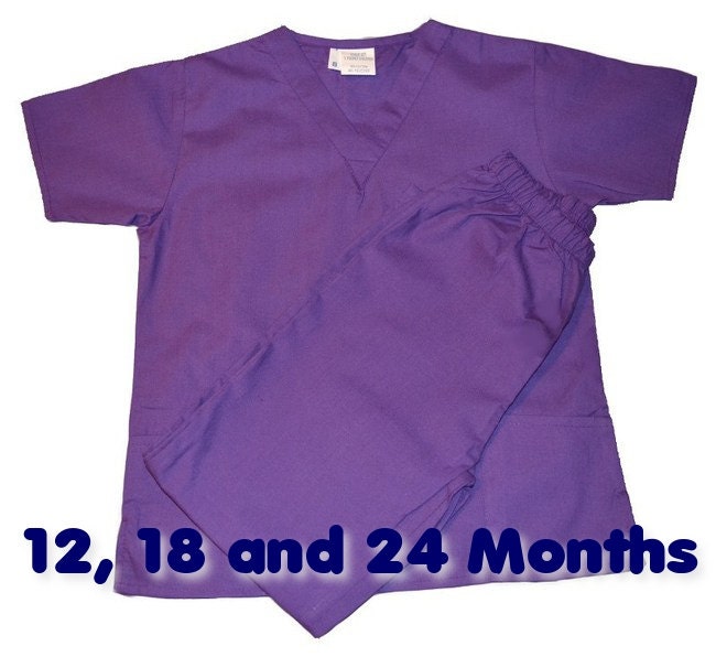 Personalized Purple Toddler Kids Scrubs for little Doctors and Nurses with Name, Doctor Nurse Halloween Costume