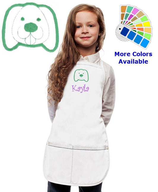 Personalized Kids Apron with Puppy Dog Embroidery Design