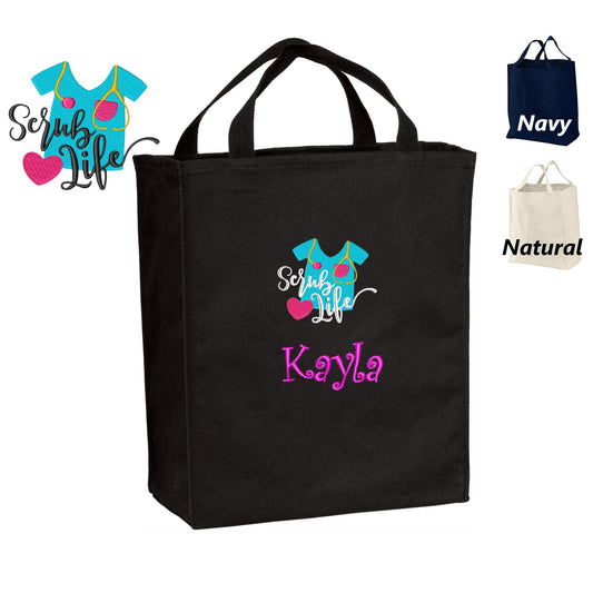 Personalized Kids Doctor Bag, Scrub Life Design, Embroidered Name, Child Dr. Bag Medical Toy for Children, Pretend Doctor Gift, Tote