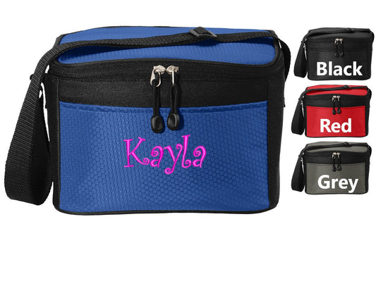 Personalized Lunch Bag Box Cooler, with Honeycomb Polyester Fabric, Insulated Embroidered School Work Sports Monogrammed Custom Name