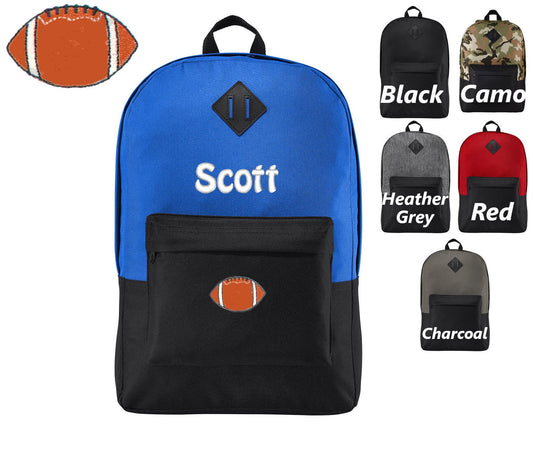 Personalized Kids Football Backpack, Embroidered Monogrammed Custom Name, Kids School Gift, Kids Gift, Custom Backpack, Retro Backpack