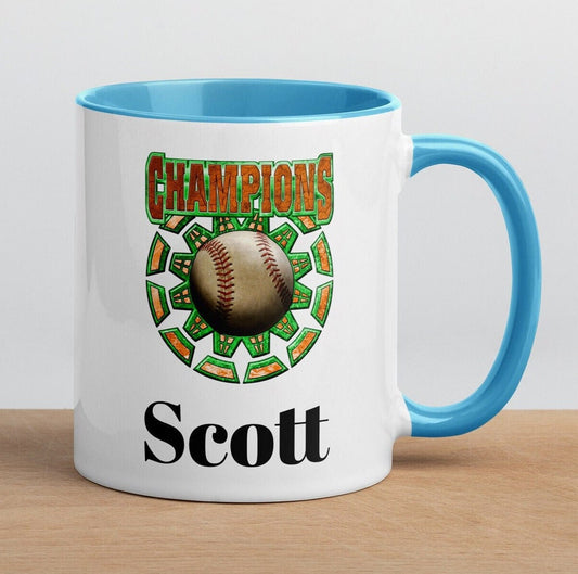 Custom Baseball Champions Coffee Mug, Custom Ceramic Cup, 11 Ounce Mug, Sports Team Gift, Coach Dad Gift