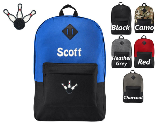 Personalized Kids Bowling Backpack, Embroidered Monogrammed Custom Name, Kids School Gift, Kids Gift, Custom Backpack, Retro Backpack