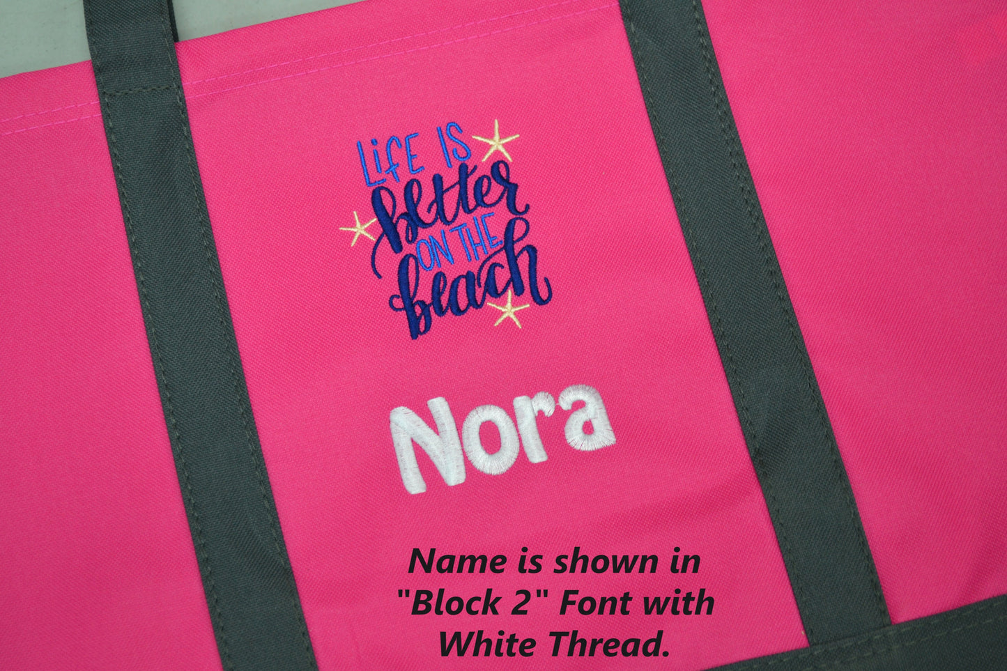 Personalized Beach Tote Bag Embroidered with Life is Better on the Beach Design with Name of Your Choice Perfect Gift