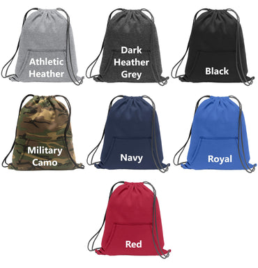 Monogrammed Cinch Pack, Sweatshirt Fleece, Drawstring Gym School PE Pool Backpack, Embroidered Custom Initials, Kids School Gift