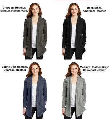 Personalized Open Front Interlock Cardigan Sweater, Sweater with Name Daisy Design, Custom Jacket, Mom Gift, Womens Jacket