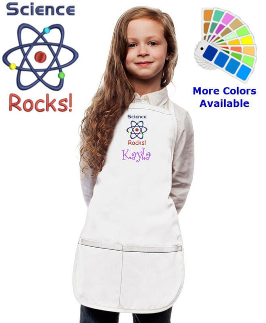 Personalized Kids Science Apron with Science Rocks Embroidery Design, Cooking Kitchen Gift, School Gift, Student Gift, Monogrammed