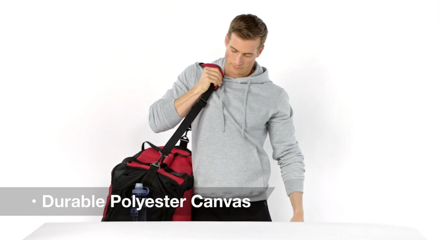 Personalized Large Canvas Baseball Duffel Bag, Gym Bag, School PE Bag, Zippered Pockets, Padded Handle, Embroidered Name, Baseball Gift