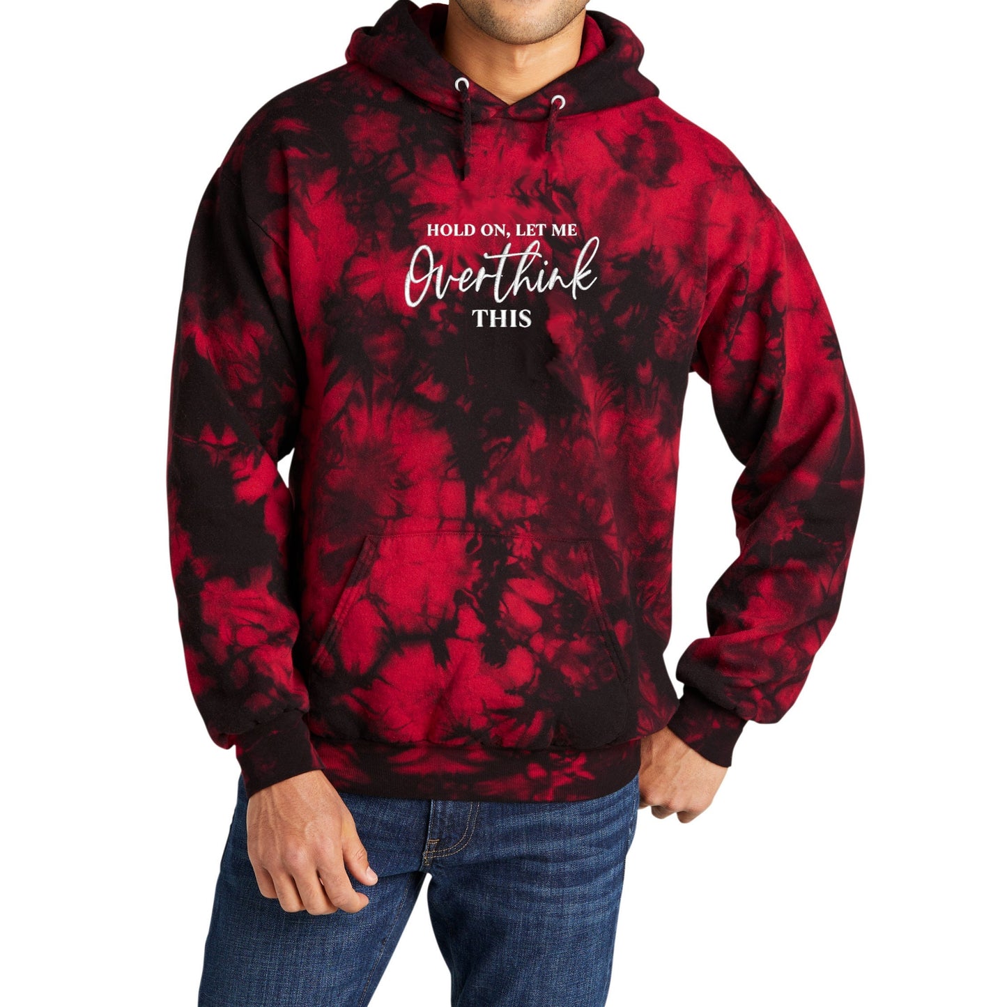 Tie Dye Sweatshirt Hoodie with Let Me Overthink This Design, Crystal Pattern, Cotton Polyester Fleece, Dad Gift, Mom Gift, Unisex Women