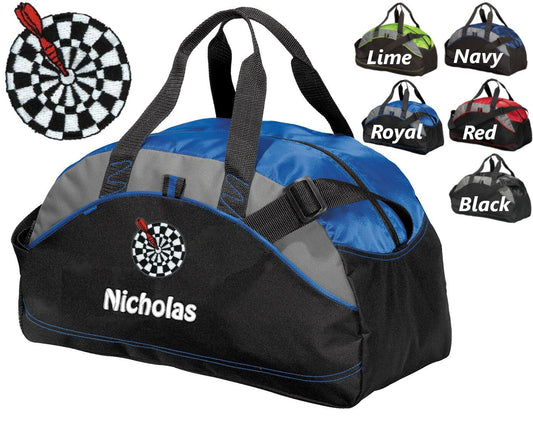 Personalized Kids Darts Duffel Bag Gym Bag School PE Contrast Piping and Stitching Embroidered with Name or Text of Your Choice